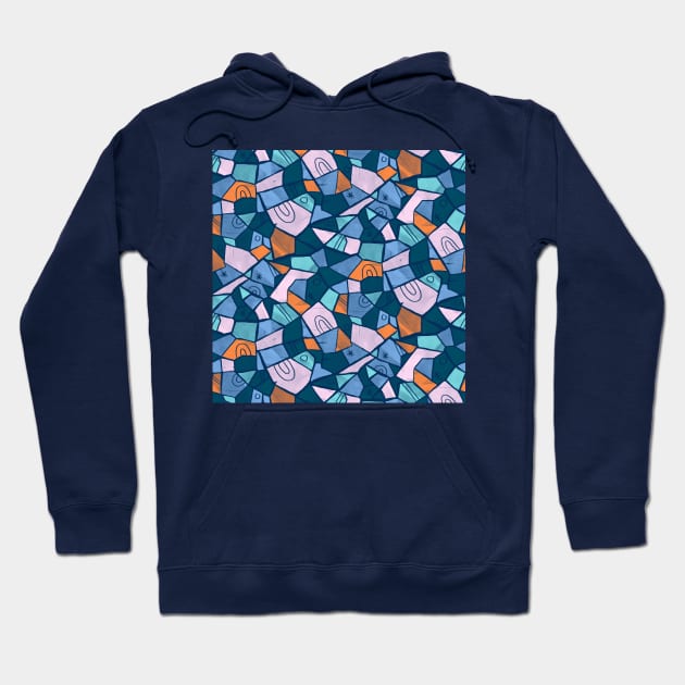 Navy Solid Shapes Hoodie by Carolina Díaz